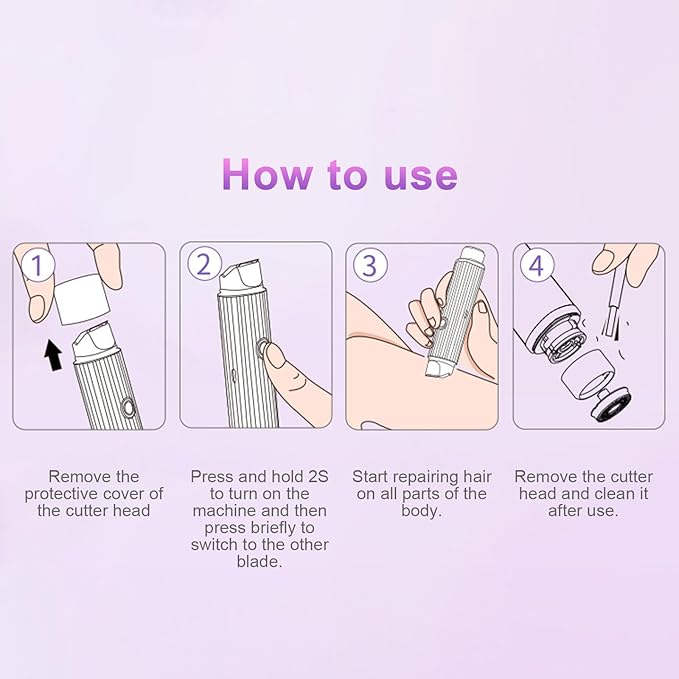 Double Head Shaver & Trimmer - Ipx7 Waterproof Wet & Dry Use (for bikini, underarms, legs, arms, body & face) (ماكينة حلاقة وتشذيب كهربائية برأسين)